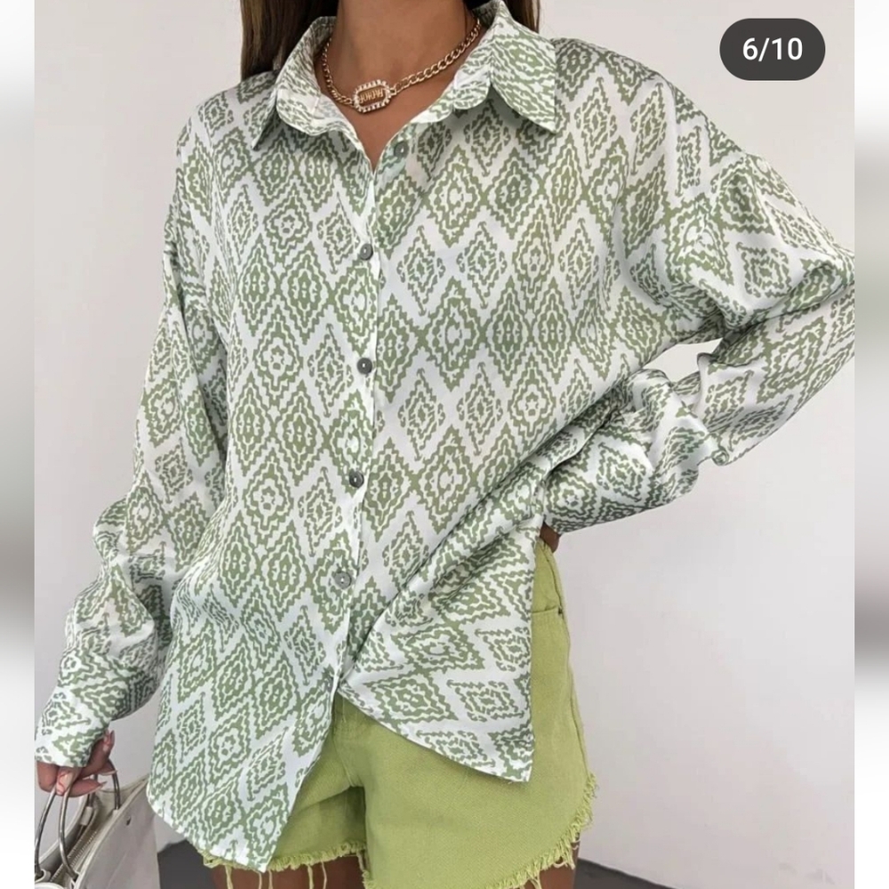 ZARA GREEN 💚 button down shirt size Medium